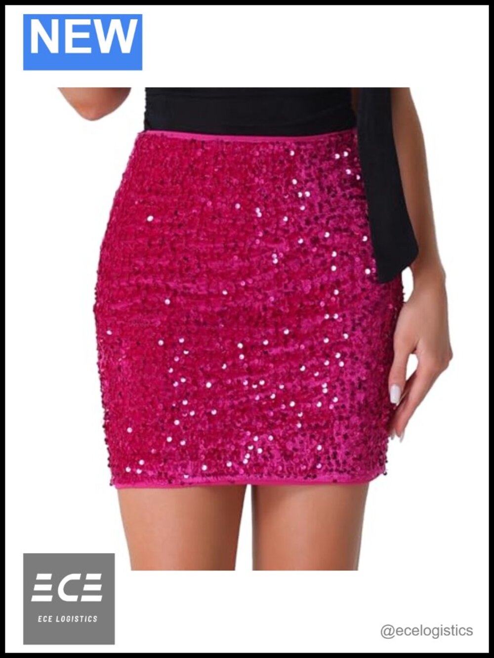 Sequin Velvet Bodycon Mini Skirt High Waist Stretchy Party Clubwear